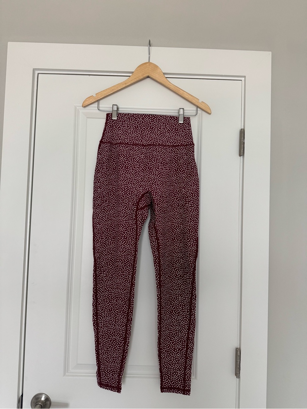 BuffBunny Maroon and White Printed High-Waist Leggings